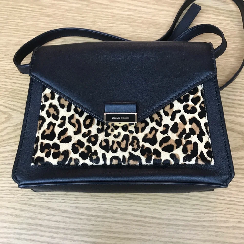 Cole Haan Leopard Print Shoulder Bag Purse - Picture 3 of 7